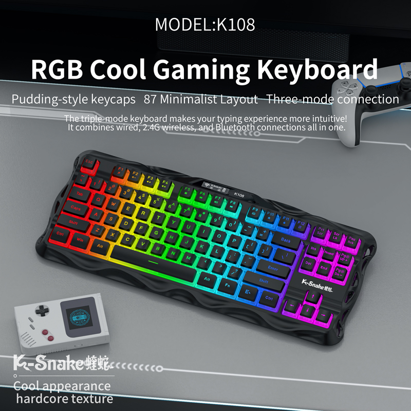 Esports Gaming Uk - ksnake K108 Bluetooth wireless three-mode keyboard