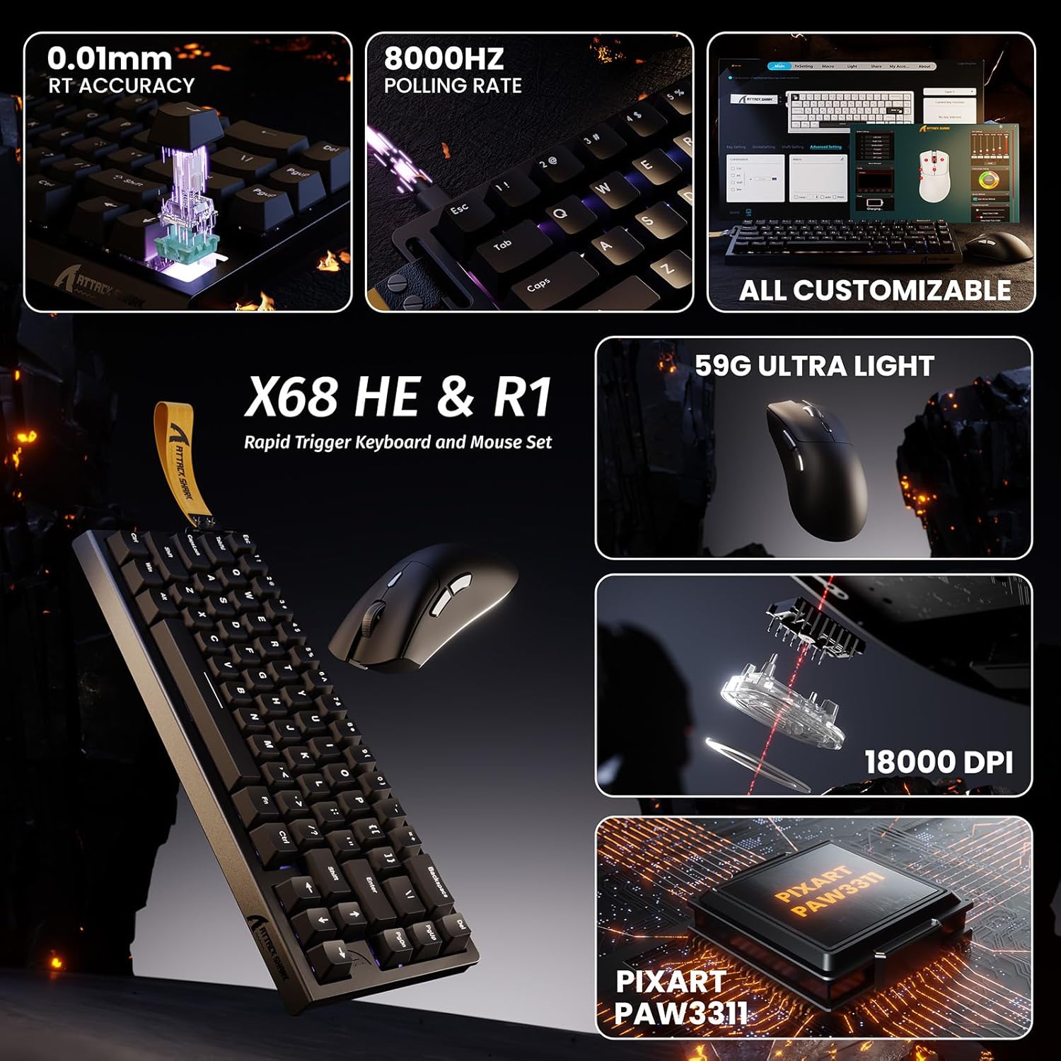 ATTACK SHARK X68 HE Magnetic K - đánh giá và giá Esports Gaming Uk