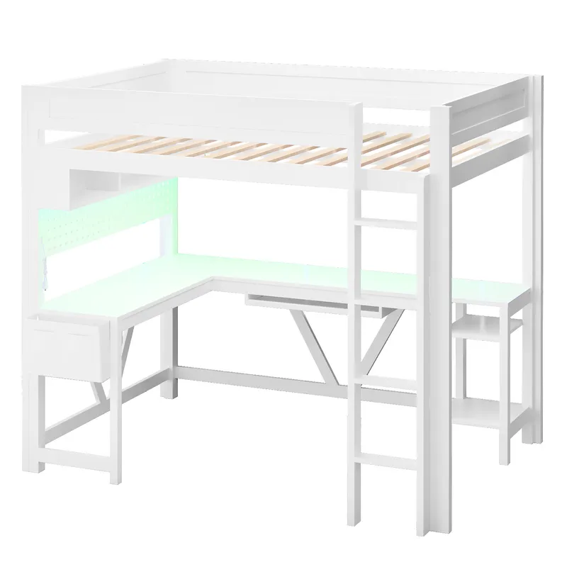 White Gaming Loft Bed with Des - đánh giá và giá Esports Gaming Bed