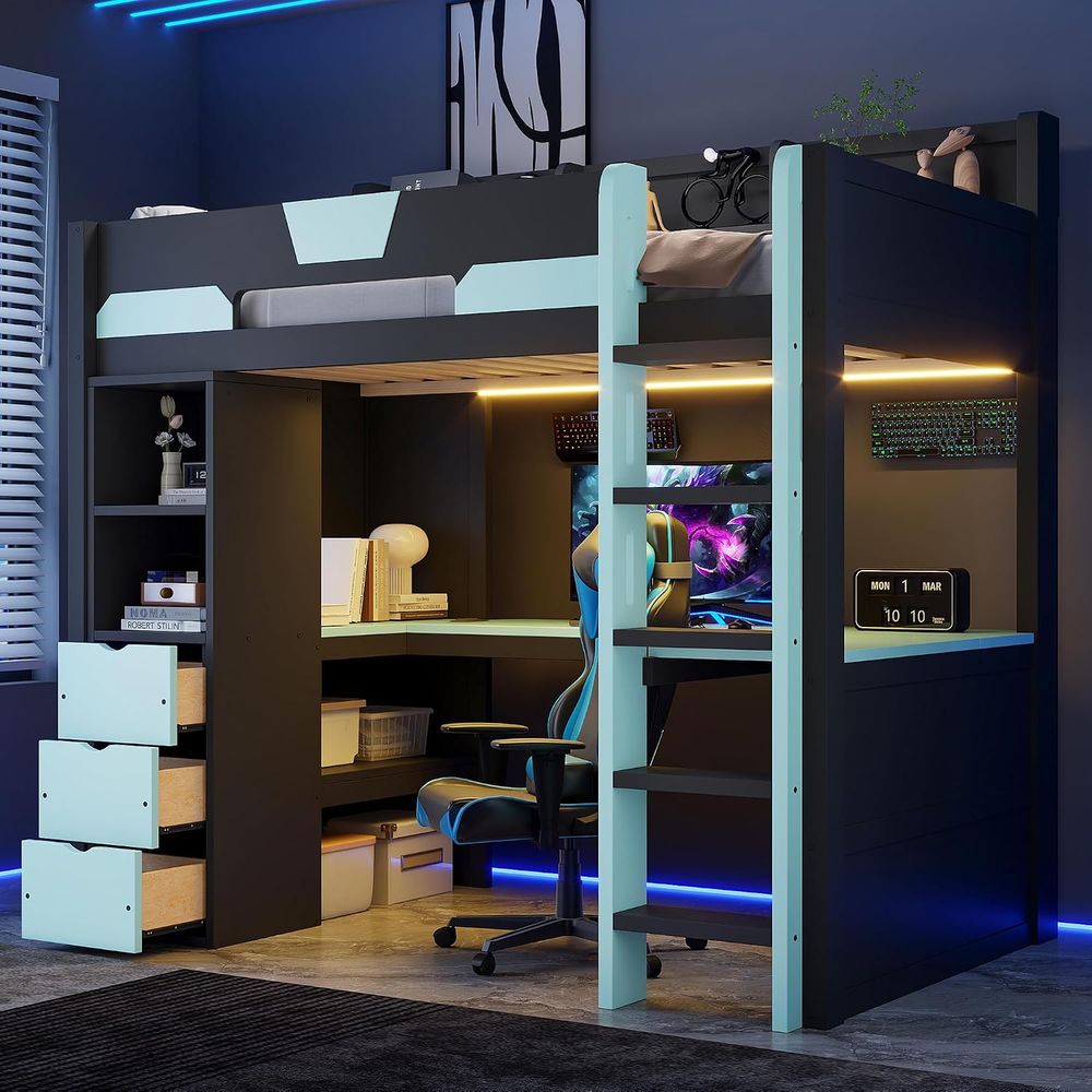 Twin Size Gaming Loft Bed with - đánh giá và giá Esports Gaming Bed