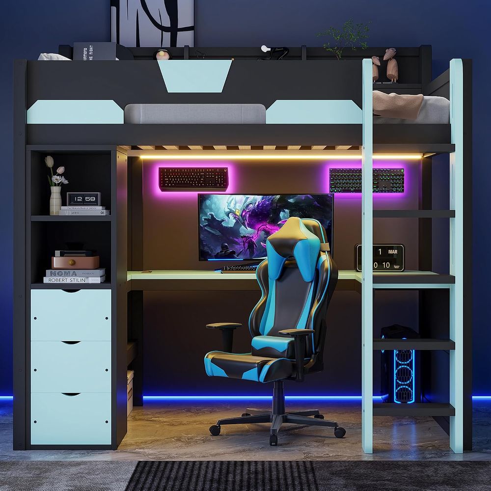 Twin Size Gaming Loft Bed with - đánh giá và giá Esports Gaming Bed