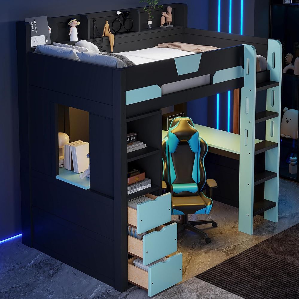 Twin Size Gaming Loft Bed with - đánh giá và giá Esports Gaming Bed