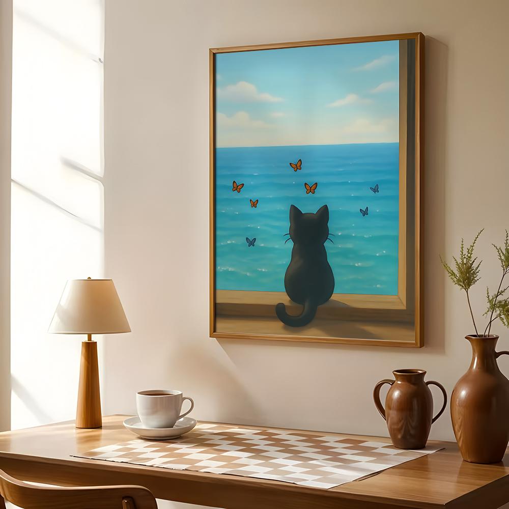 Cat on Beach Poster Wall Art R - đánh giá và giá Esports And Gaming Lounge