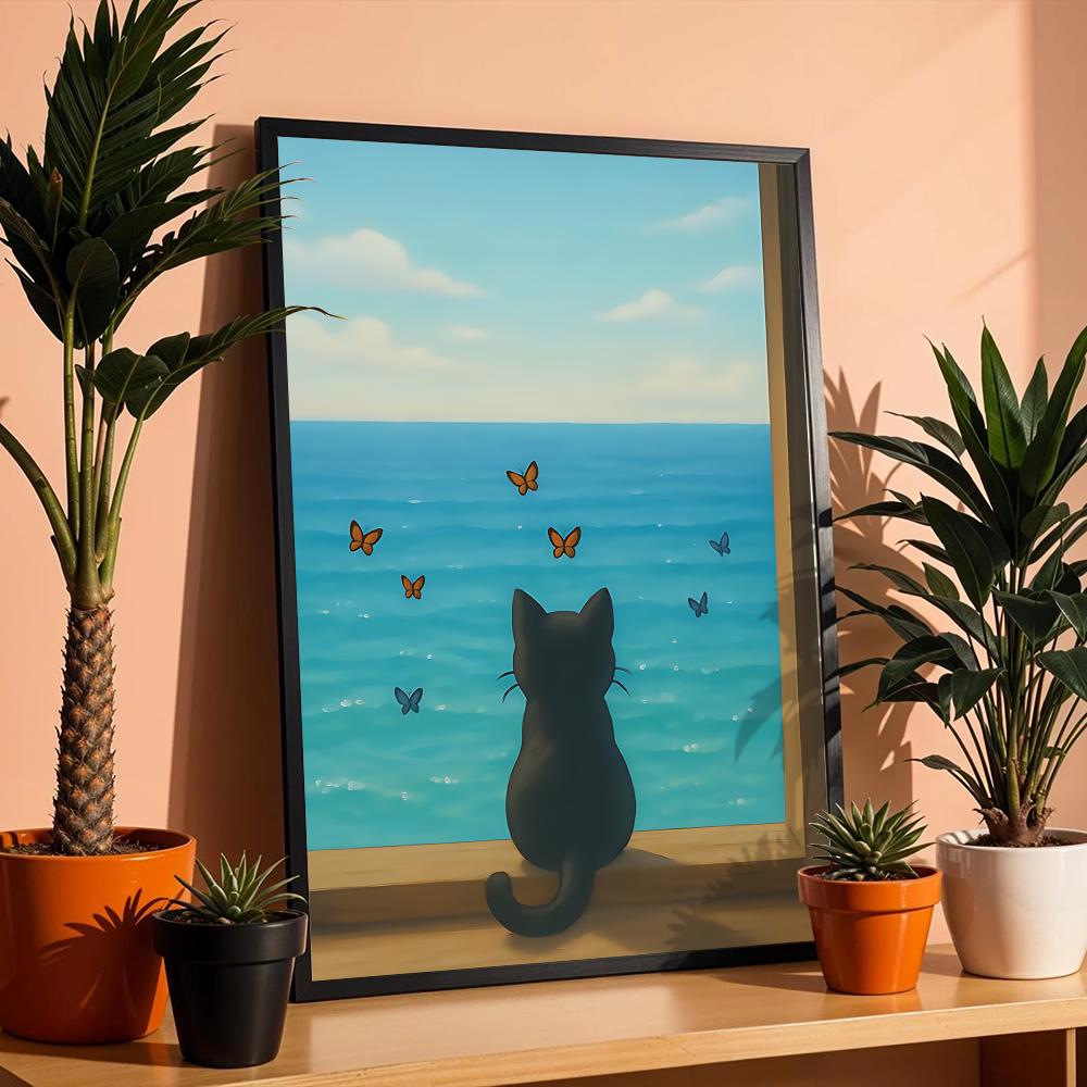 Cat on Beach Poster Wall Art R - đánh giá và giá Esports And Gaming Lounge