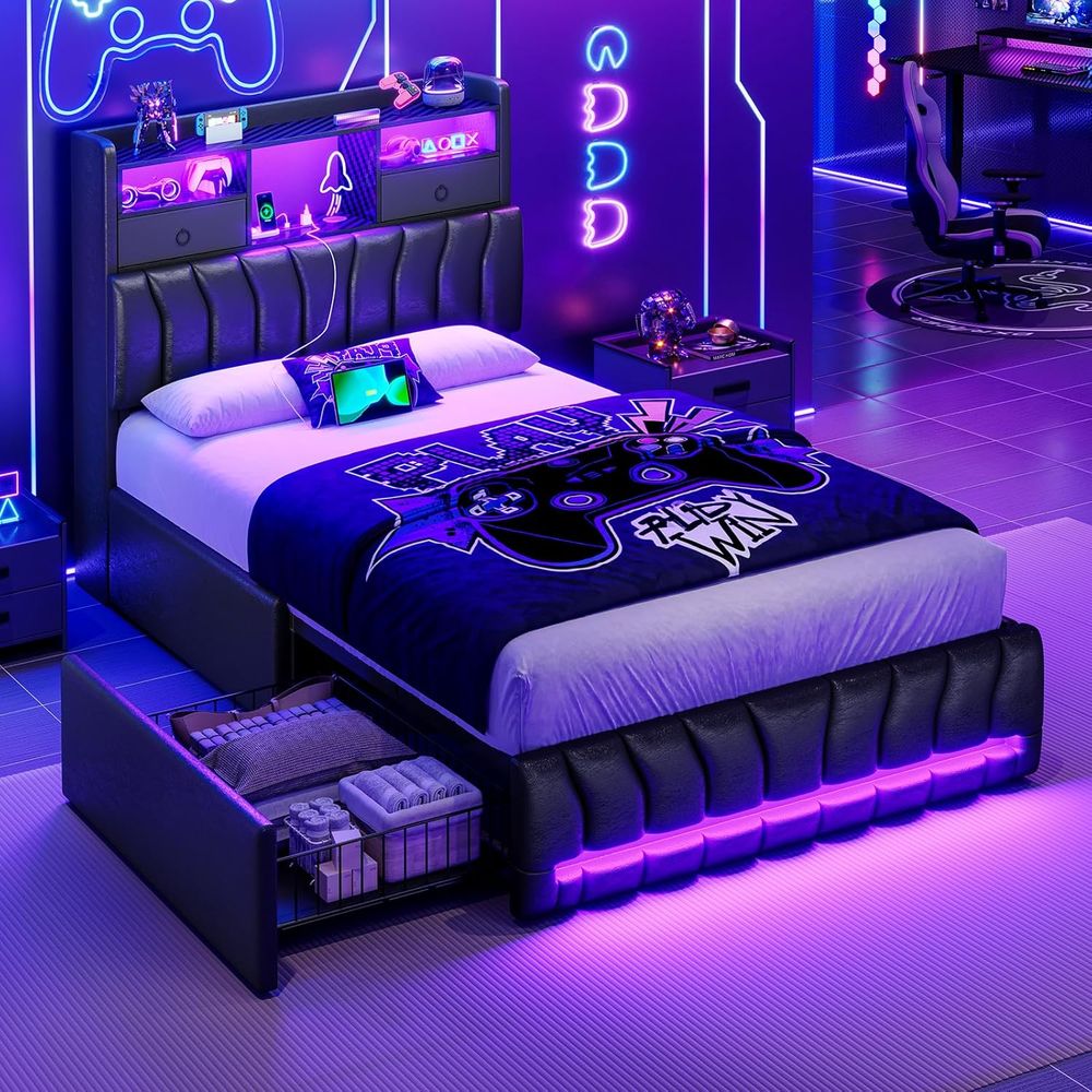 Twin Bed with Storage Board, 2 - đánh giá và giá Esports Gaming Bed