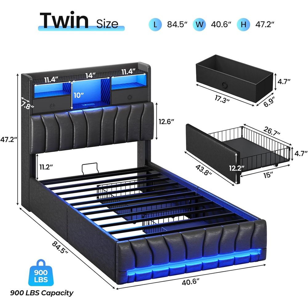 Twin Bed with Storage Board, 2 - đánh giá và giá Esports Gaming Bed